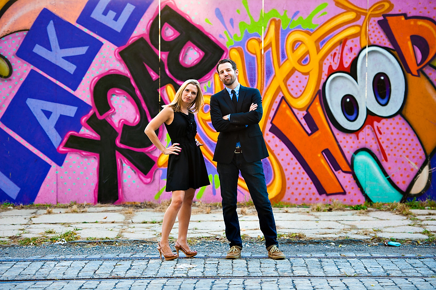 Engagement Photo in Front of Jersey City Graffiti